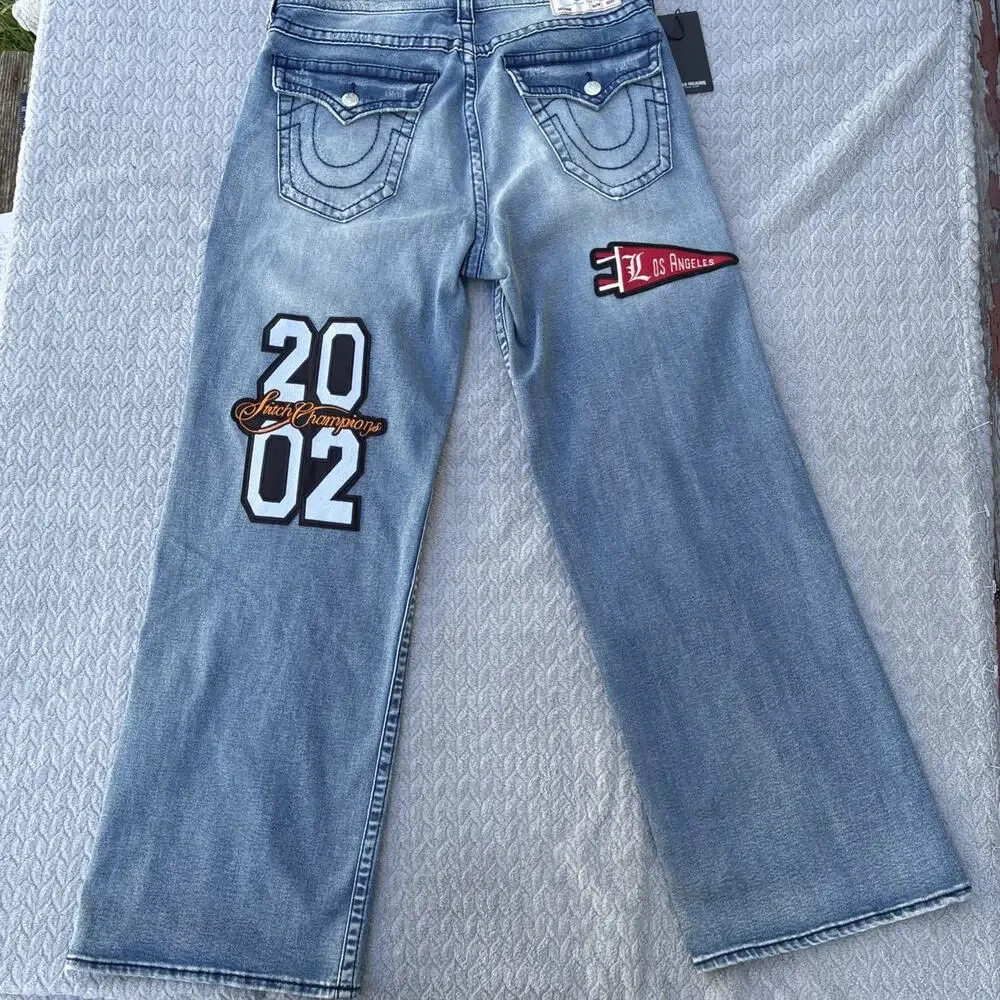 True Religion Jeans Patch Vinny Big T Flap Men’s 32 X 34 Ultra Baggy Varsity